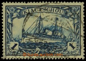 123565 - 1906 KIAUCHAU  Mi.35A, Ships 1$ dark blue, with wmk, perf. h