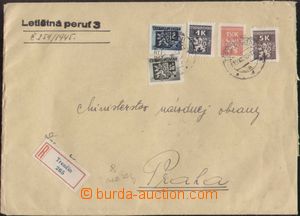 123576 - 1945 Reg letter with mixed franking official and postage stm
