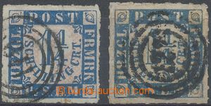 123775 - 1864 Mi.7, Numerals 1¼ Sch blue, 2 pcs of, with numeral