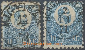 124016 - 1871 Mi.4a, Franz Joseph 10Kr blue, lithography + Mi.11a, 10