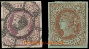 124359 - 1864 Mi.58, 59, Queen Isabel II., value 1R - Un, c.v.. 380