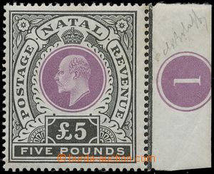 124390 - 1902 Mi.75 (SG.144), Edward VII. £5 black / violet, mar