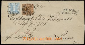 124451 - 1860 folded letter with rarer mixed franking two issues, Mi.