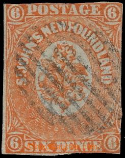 124473 - 1860 Mi.6b, Heraldic Flowers 6p orange, R little cut, at top