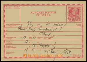 124491 - 1919 rakouská celinová podatka na telegram s přitištěno