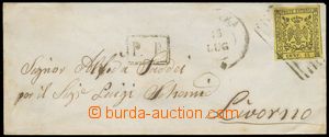 124553 - 1857 letter to Livorno with Mi.3 II, linear cancel. and rare