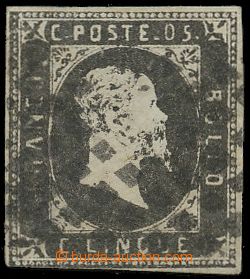 124587 - 1851 Mi.1, Král Viktor Emanuel II. 5Cmi černá, vzácná z
