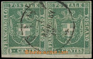 124591 - 1860 Mi.18a, Znak 5C zelená, 2-páska, DR PISA, krásný ku