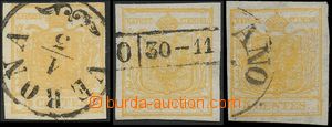 124674 - 1850 Mi.1, type I., HP, comp. 3 pcs of stamps 5Cmi, 1x with 