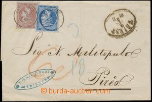 124723 - 1868 dopis do Pirea, DR TRIEST, vyplacen na řeckém území