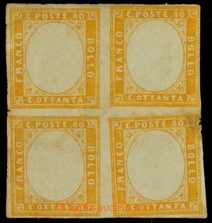 124805 - 1855 Mi.14a, Victor Emmanuel II. 80c, block of four without 