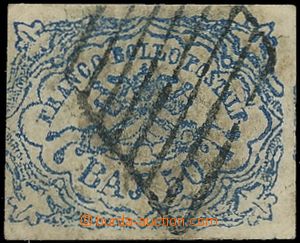 124811 - 1852 Mi.10II, Papal Emblem 50Baj dark-blue, nice piece with 