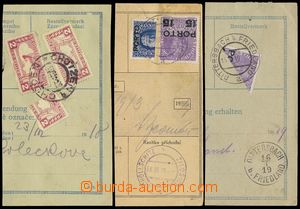 124840 - 1918-19 sestava 3ks ústřižků poštovních průvodek,  po