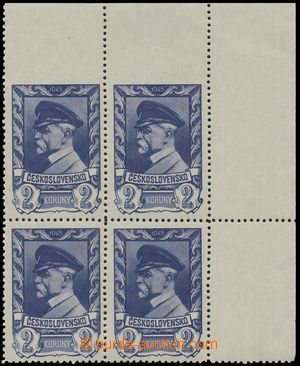 124920 - 1945 Pof.386, Moscow-issue 2Kčs, UR corner blk-of-4 with up