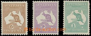 124948 - 1929 Mi.82-84, Map with kangaroo, hinged, c.v.. 100€