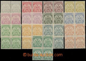 125004 - 1885 Mi.12-24, Znak, novotisky ve 4-bloku, kompletní série