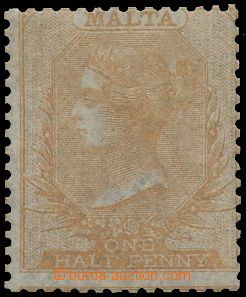 125010 - 1863 Mi.1x (SG.3), Queen Victoria ½P dull brown, white 