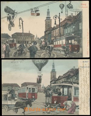 125039 - 1903-08 SLANÝ - comp. 2 pcs of Ppc - collage town in future