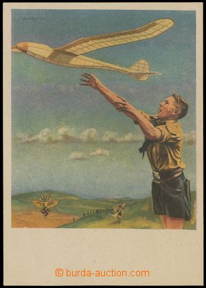 125087 - 1940 HITLERJUGEND  barevná pohlednice NS-Fliegerkorps, poš