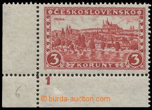 125120 - 1926 Pof.226x, Praha 2Kč, I. typ, P6, pergamen, rohový kus