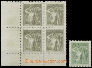 125160 - 1954 Pof.782b, Povolání 1Kčs olivovozelená, levý dolní