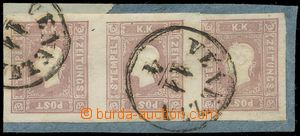125180 - 1858 3-páska novinových známek 1,05 Kr (Soldi), Mi.17a, D