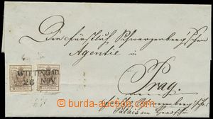 125187 - 1853 folded cover of letter, with 2x Mi.4 HP III., wide marg
