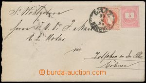 125233 - 1878 Hungarian postal stationery cover 5f, Mi.U10 franked wi
