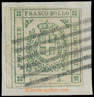 125294 - 1859 Mi.7, Státní znak 5C zelená, známka na výstřižku