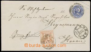 125302 - 1863 postal stationery cover 2Sgr to Hanau uprated with stam