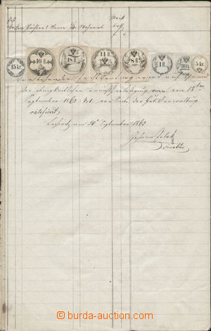 125338 - 1863 RAKOUSKO  nájemní smlouva s unikátní frankaturou s 