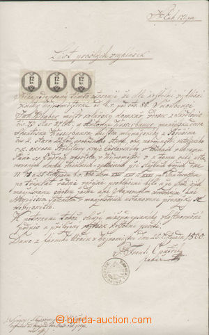 125344 - 1860 RAKOUSKO  česky psaná listina s frankaturou listinný