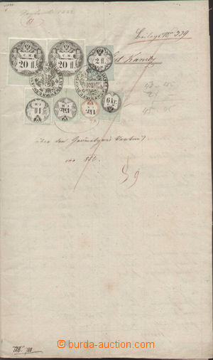 125347 - 1854 AUSTRIA  document with high 6-coloured multiple frankin
