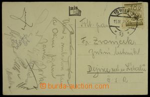 125428 - 1929 FOTBAL  pohlednice (Vídeň) s podpisy čs. fotbalistů