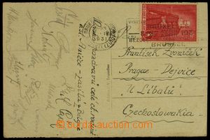 125429 - 1931 FOOTBALL  postcard (Brussels) with signatures Czechosl.