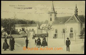 125775 - 1914 ŘEČKOVICE - pivovarská restaurace a kostel, lidé; p