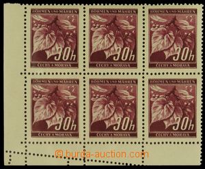 126297 - 1939 Pof.24, Linden Leaves 30h violet, corner blk-of-6, in l