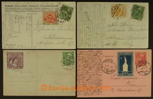 126449 - 1909-15 sestava 4ks pohlednic s propagačními nálepkami - 