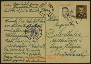 126754 - 1950 PC Gottwald uprated with stamp Gottwald, to Germany, CD
