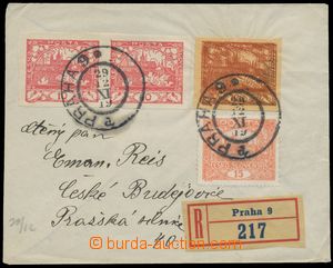 126758 - 1919 Reg letter to České Budějovice with Pof.5 pair, 7A a