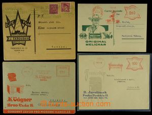 126761 - 1929-47 comp. 4 pcs of entires, 3x franked by meter stmp., w