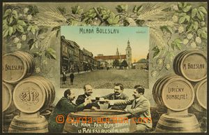 126775 - 1908 MLADÁ BOLESLAV - koláž pivní sud, vydal Kaufnann; p