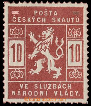 127220 - 1918 ZT Pof.SK1, zkusmý tisk hodnoty 10h hnědočervená, k