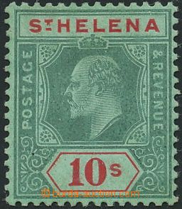 127458 - 1908 Mi.39; SG.71, Edvard VII. 10Sh zelená / červená, zel