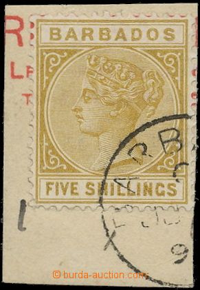 127568 - 1886 Mi.40, Královna Viktorie 5Sh olivově žlutá, na výs
