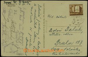 127759 - 1954 ATHLETICS  postcard Budapest to Prague with signatures 