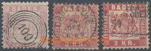 127808 - 1868 Mi.24, Coat of arms 3 Kreuzer red, comp. 3 pcs of, sign