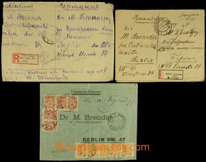 127885 - 1921-23 sestava 3ks R-dopisů do Německa adresovaných na B