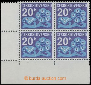 128243 - 1971 Pof.D93xb, Květy 20h, levý dolní rohový 4-blok, pap