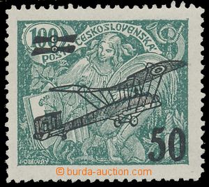 128340 -  Pof.L4, II. provisional air mail stmp. 50/100h green, sheet